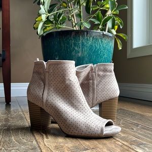Taupe peep toe booties